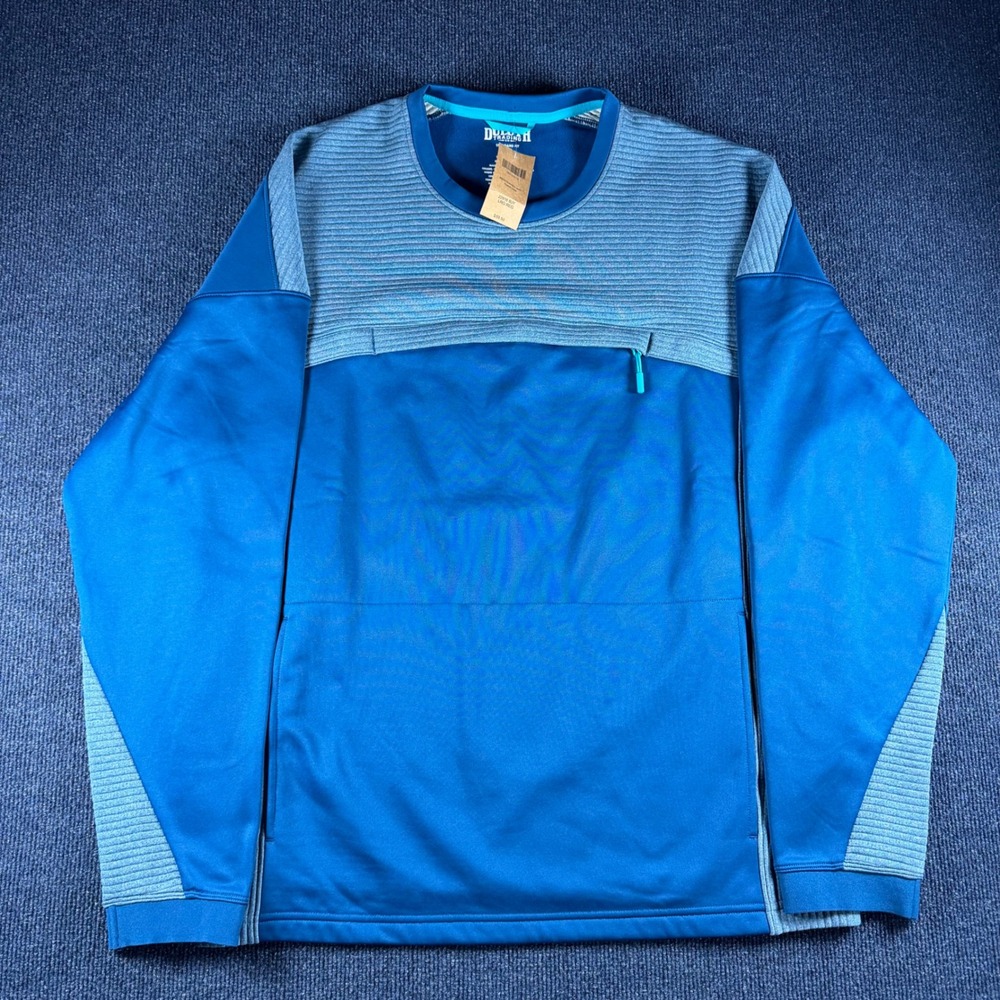 Duluth Trading Boundary Layer Fleece Crew Mens L Pit24.5 Len30 Blue NWT
